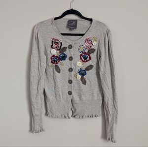 Knitted Dove Floral Sweater Cardigan
